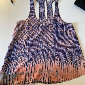 100% Silk Cami.  Deep V Neckline. Faux Snake Print in Blues and Corals